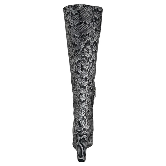 Michael Kors Isra Snake Embossed Leather Womens Wedge Knee High Boots Size 5.5M - Picture 5 of 14